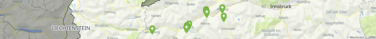 Kartenansicht für Apotheken-Notdienste in der Nähe von Zams (Landeck, Tirol)